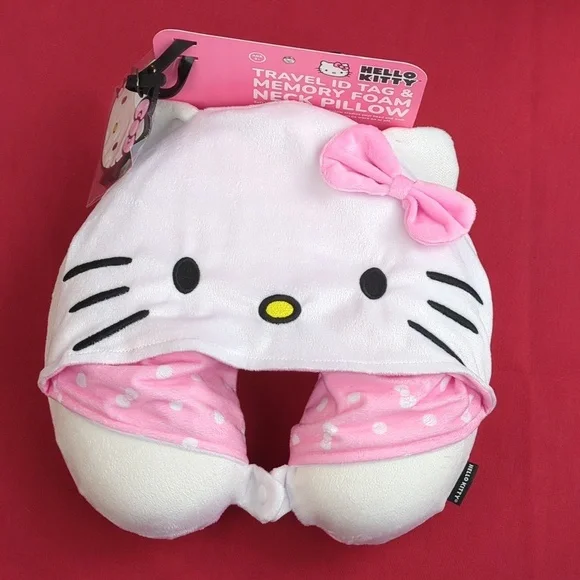 Hello Kitty Pink and White Hooded Neck Pillow Memory Foam - Picture 7 of 12